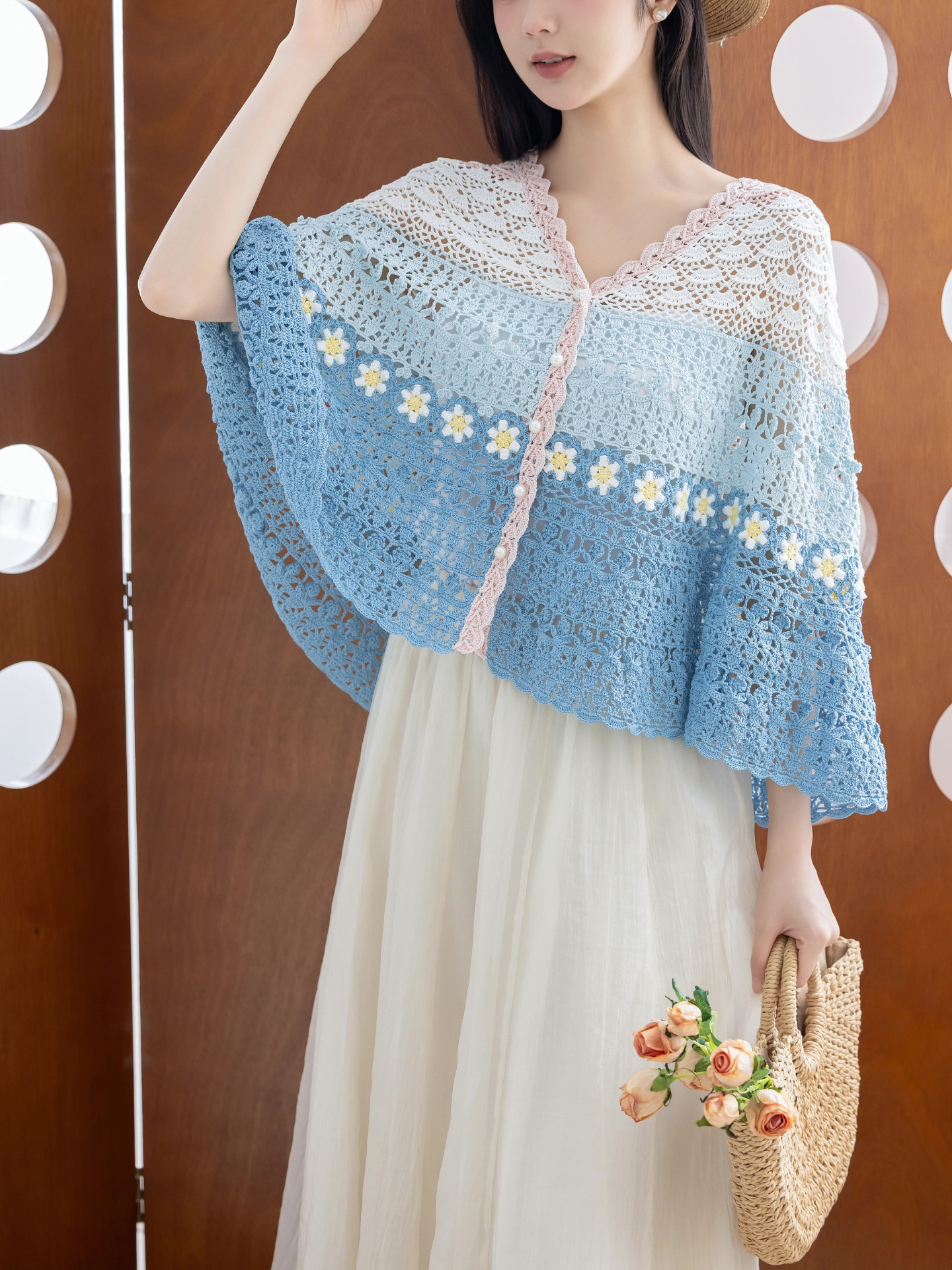 Sister Su Su's Colorful Cape DIY Crochet Cotton Thread Lace Thread Clothing Yarn Ball Material Kit