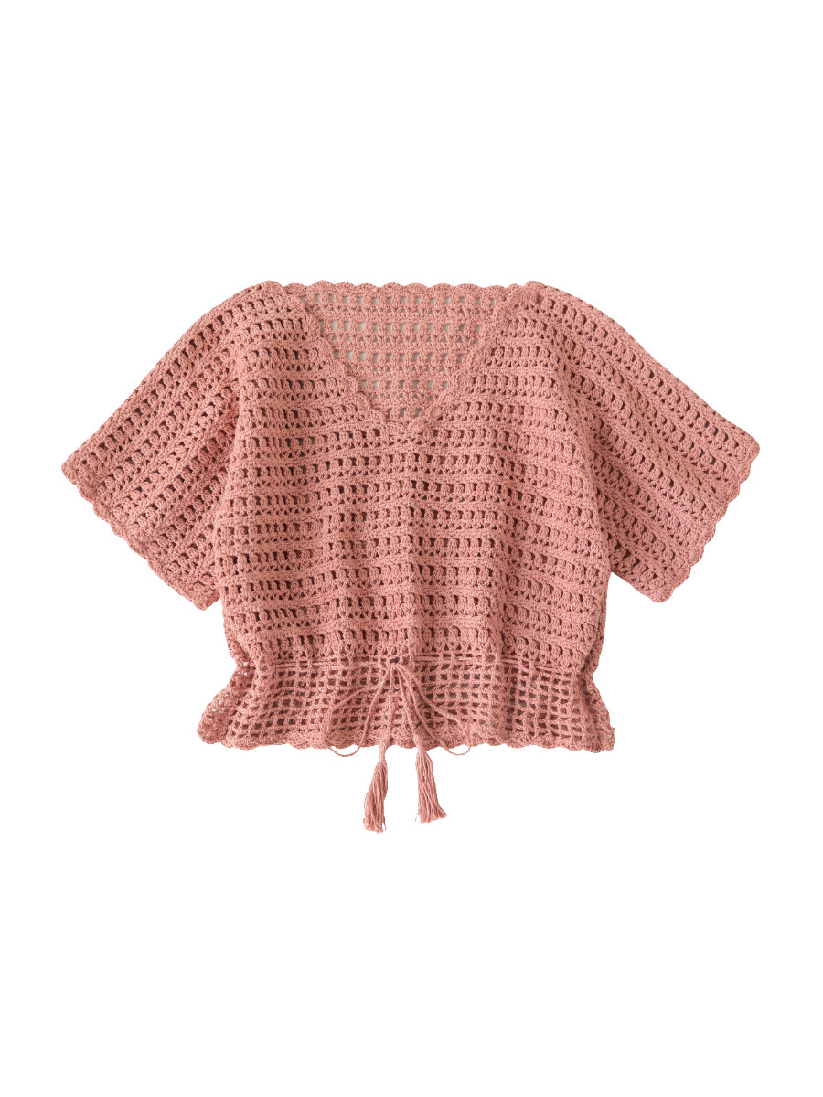 Sister Su Su's Soft and Elegant Waist-Cinching Short-Sleeved Linen Crochet Material Kit for Handmade DIY Knitting with Yarn and Lace Thread