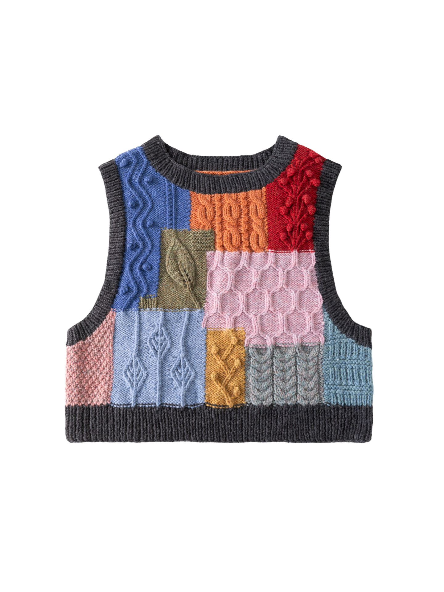 Sister Su Su’s retro contrasting color square vest handmade DIY knitting wool thread stick needle wool ball material package