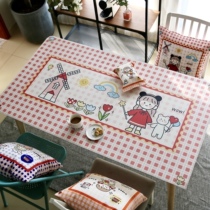 dooda Korean net red little girl plaid TPU silicone leather tablecloth waterproof and oil-proof table pad tea table customization