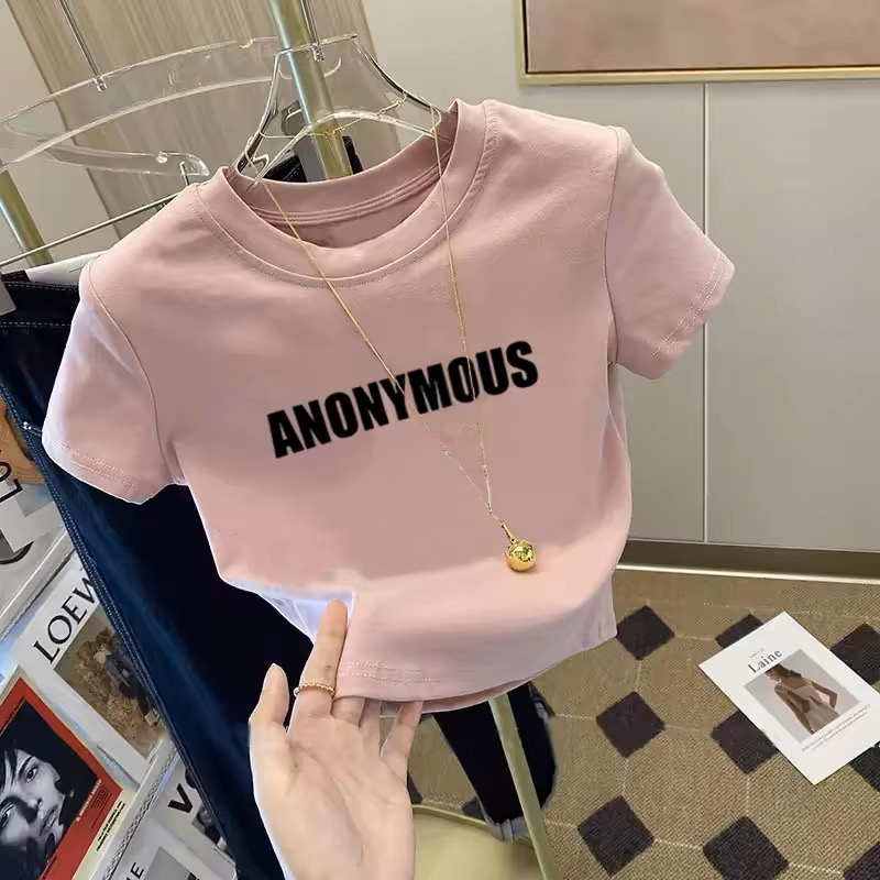 Sweet Girl High-Waisted Pink Letter Print Short T-Shirt for Women, Summer 2026 New Slim-Fit Short-Sleeve Top Sweet Girl High-Waisted Pink Letter Print Short T-Shirt for Women, Summer 2026 New Slim-Fit Short-Sleeve Top