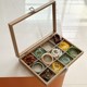 Wood grain jewelry storage box earring earrings pearl necklace jewelry H box ring dressing table transparent glass large