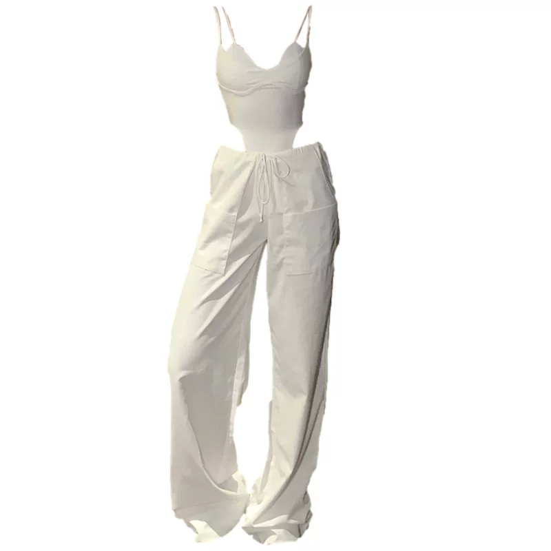 Summer set, American style, backless, lifting effect, high waist