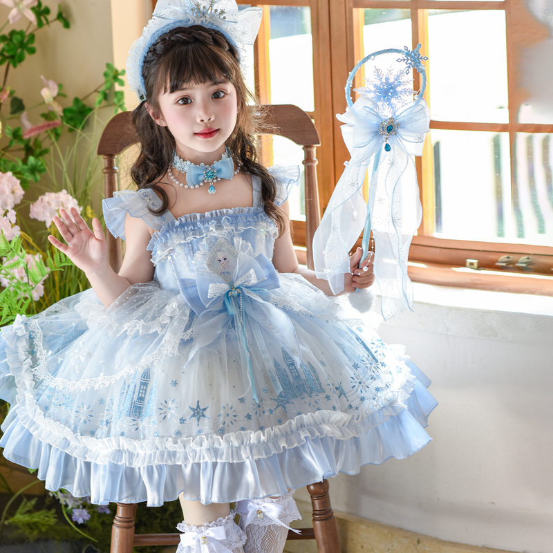 Girls' Frozen Lolita Mesh Skirt Elsa Princess Dress Kidsren's Dress Tutu Skirt Birthday Party Dress