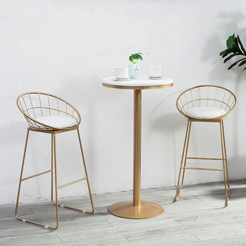 Modern minimalist wrought iron small bar table and chair combination high-footed round bar table home balcony leisure outdoor coffee table