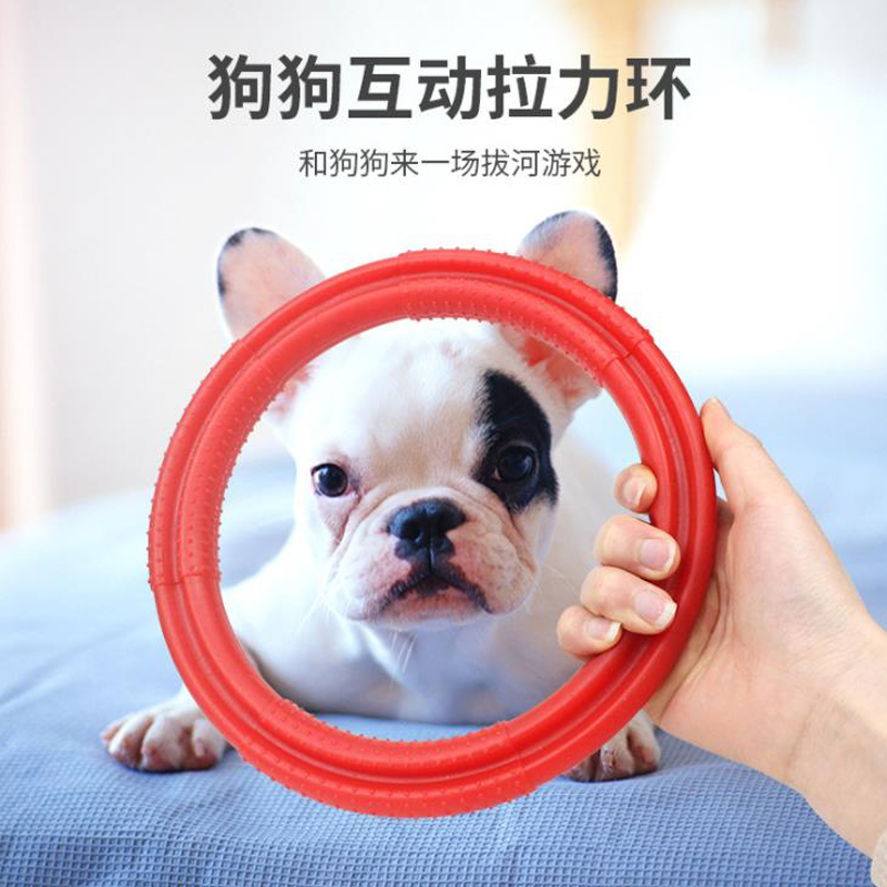Pet educational dog toy training Frisbee bite-resistant golden retriever teddy border collie dog interactive pull ring large dog