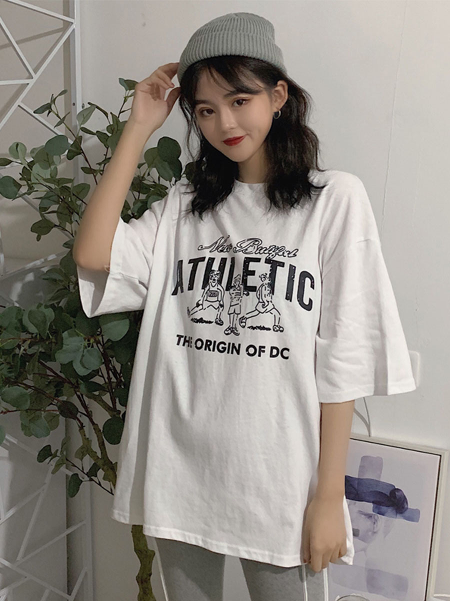 White2019 summer wear Korean version Antique girl T-shirt cec Superfire Short sleeve chic Hong Kong flavor Hip hop Bereavement system jacket tide