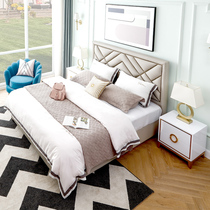  Yarran home Hong Kong-style light luxury bed ins wind net Red modern simple double bed High-end style master bedroom wedding bed