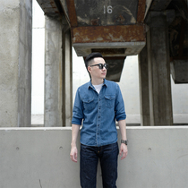 Brook BF original vintage denim INDIGO shirt mens long sleeve American overdo amikaka