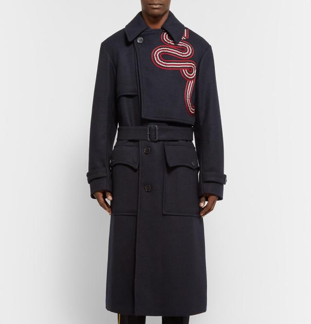 Dries Van Noten Radley Wool-Blend Coat with Grosgrain Trim in Stock at a Discount