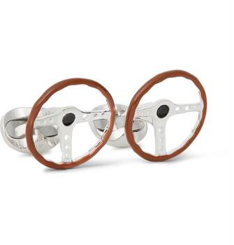 Deakin & Francis Steering Wheel Enamel Sterling Silver Cufflinks