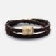 Miansai Leather Casing Bracelet, Matte Gold Leather Woven Bracelet