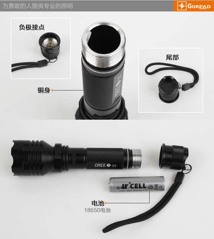 C6 đầu to chói đèn pin chói sạc nhà dài tầm tự vệ chiếu sáng ngoài trời cưỡi thiết bị chống sói đèn pin đội đầu pin trâu