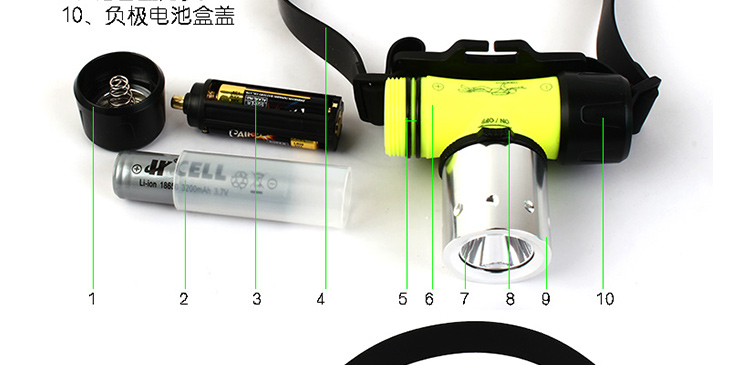 Đèn pha lặn GD27 không thấm nước chuyển đổi từ tính LED chiếu sáng ngoài trời sạc 18650 đèn pin pin lithium đèn led pin sạc