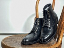  (Domestic spot)Alden Black horse hip Tanker B last hand-sewn NST mace bottom tooling boots
