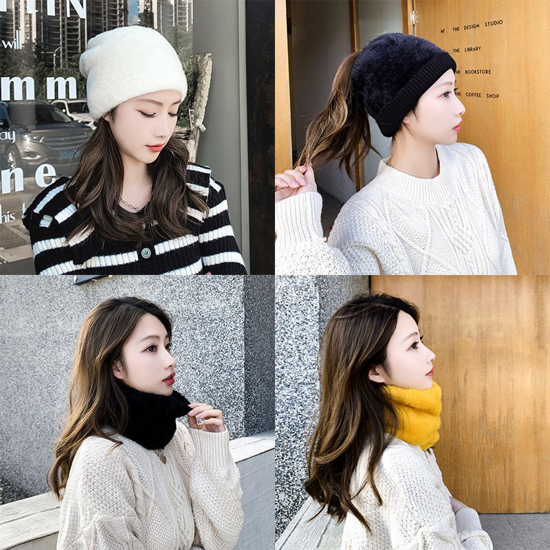 Suitable for zakao Mawei's hat Zarma tail hat circumference neck integrated female autumn winter plush warm protective ear cover head