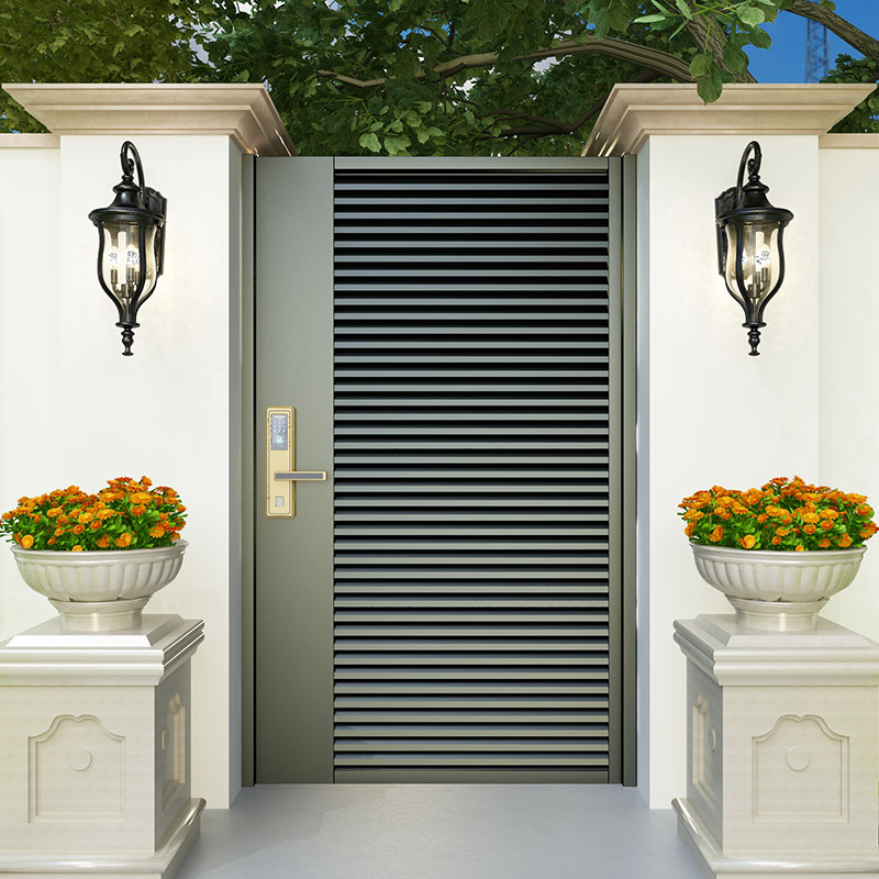 Aluminium Art Courtyard Door Iron Art Gate Garden Entrance Doors Outdoor Security Door single Double open stainless steel gate Villa Doors