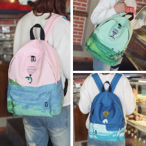 Korean version of canvas backpack campus Joker junior high school students schoolbag female Korean forest simple girl backpack