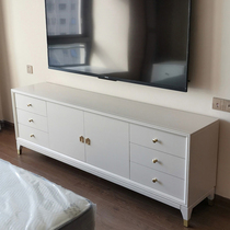 American light luxury solid wood bedroom TV cabinet high master bedroom living room mini high Cabinet white modern minimalist furniture cabinet