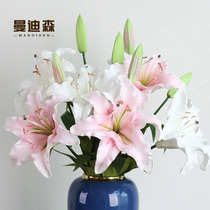 Upscale emulated flower PU feel moisturizing white large Baise bouquet Living room Decorative Table TV Cabinet Fake Flower Pendulum