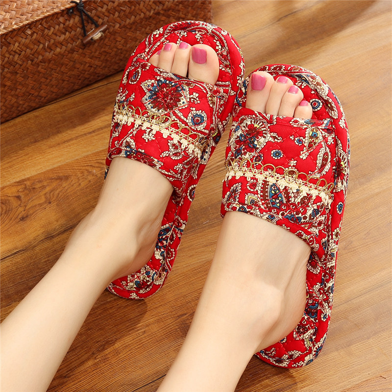 Japanese-style fabric cloth bottom cloth slippers wooden floor mute indoor soft bottom winter women can machine wash cotton home home summer four seasons