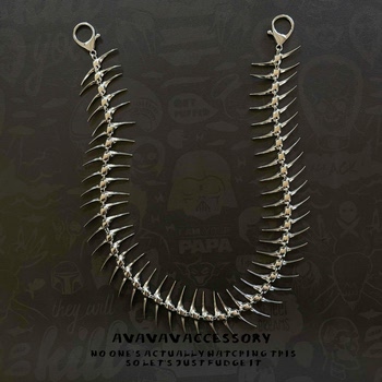 Avavava high street dark fishbone jeans waist chain hip-hop punk men and women same style pants chain bag hanging chain