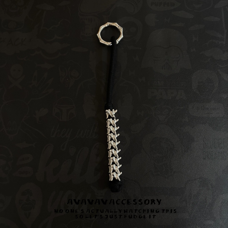 Avavava Hand-Woven Spine Keel Paracord Keychain Bag Pendant Hip-Hop Punk Retro Accessories