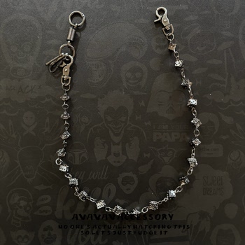 Avavava personalized retro skull dice jeans waist chain high street dark vibe pants chain bag hanging chain