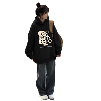 Spring and autumn new style hooded sweatshirt women's loose jacket