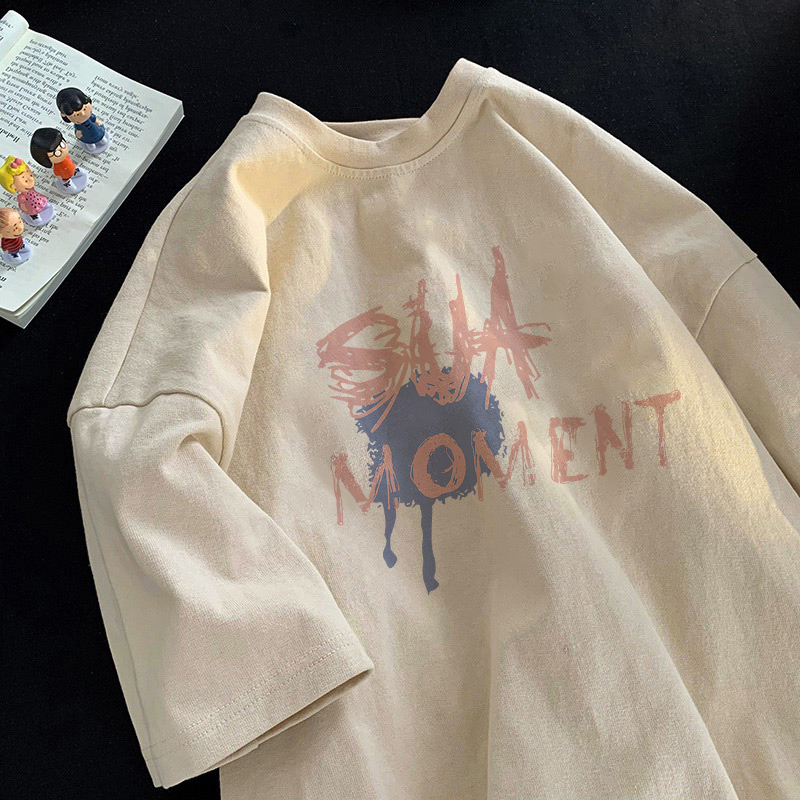 Pure Cotton Texture Short-Sleeved T-Shirt for Women, Summer American Retro Design, Niche Trendy Brand, Hong Kong Style Chic Women's Top Pure Cotton Texture Short-Sleeved T-Shirt for Women, Summer American Retro Design, Niche Trendy Brand, Hong Kong Style Chic Women's Top