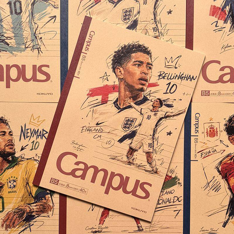 Kokuyo Campus Football Star DIY Notebook B5 Student Kraft Paper Wireless Binding Graffiti Style