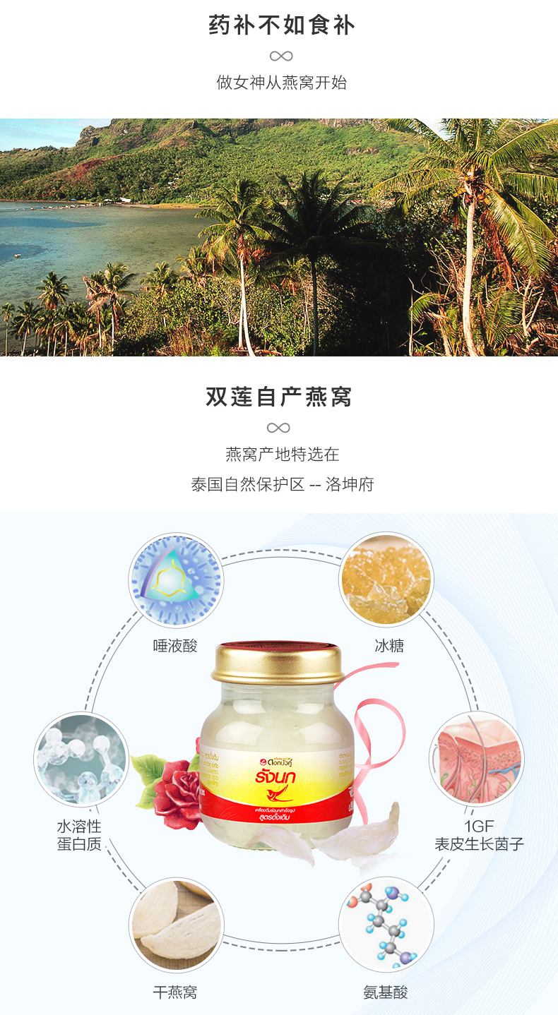 泰国进口 双莲 0防腐剂 木糖醇型即食燕窝 45ml*12瓶 图6