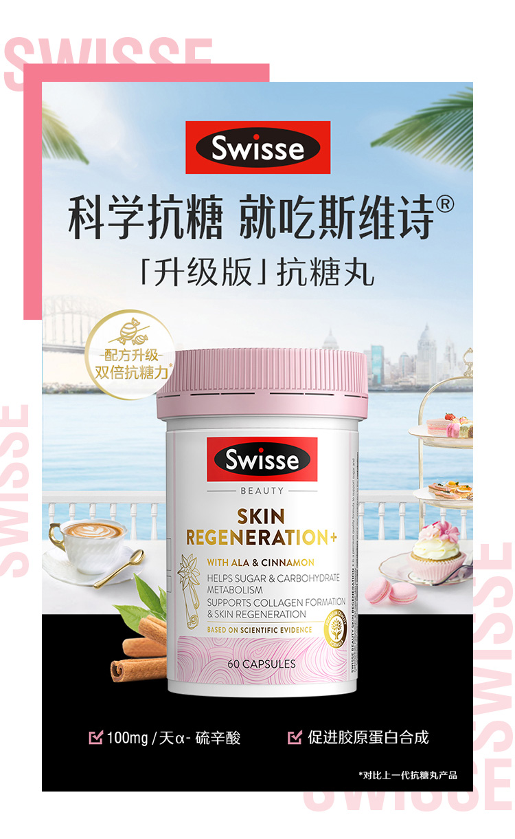 Swisse 斯维诗 金装抗糖焕肤胶囊 60粒 多重优惠折后￥189包邮包税 88VIP会员还可95折