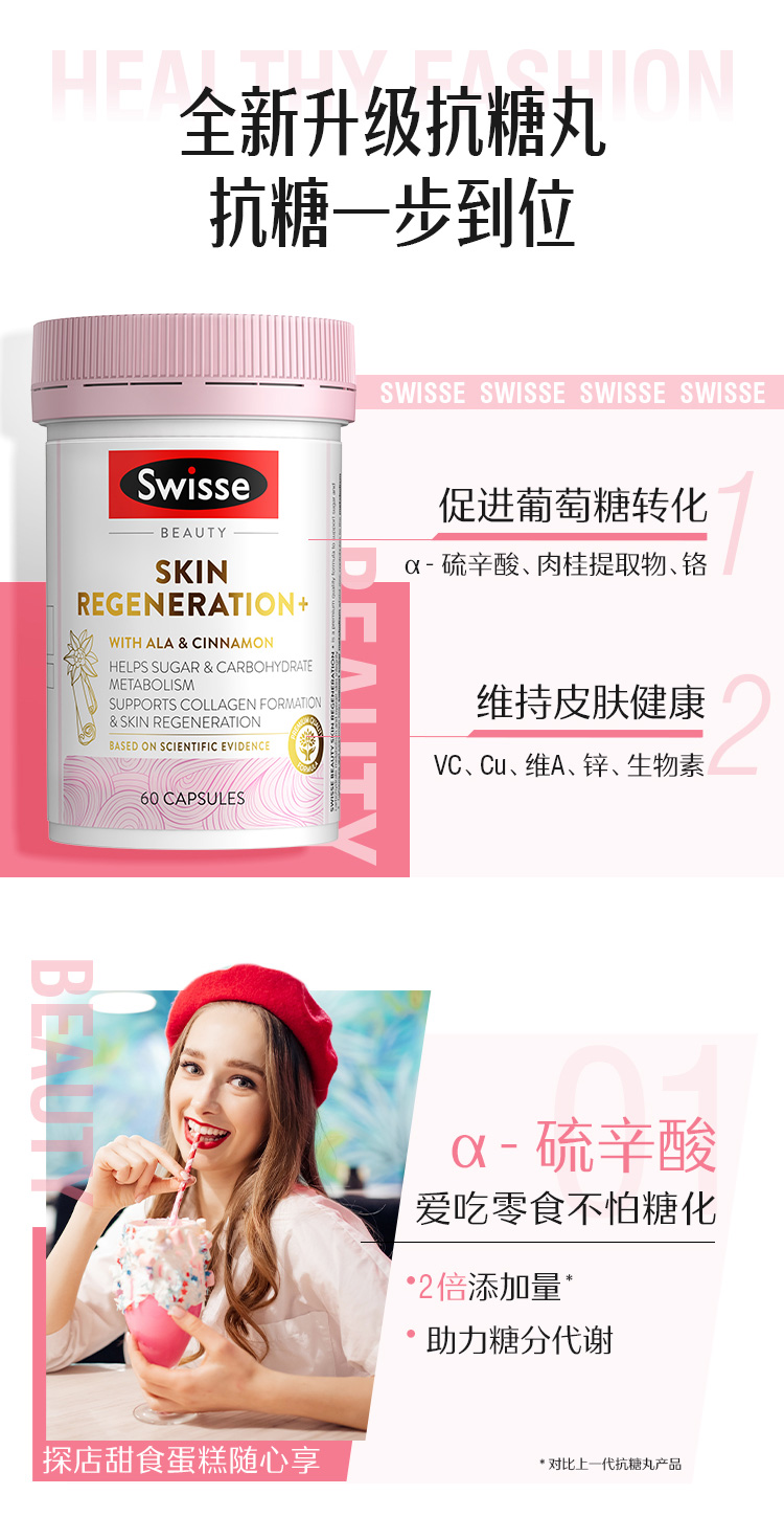 Swisse 斯维诗 金装抗糖焕肤胶囊 2.0升级版 60粒 双重优惠折后¥179.2包邮包税 京东¥265