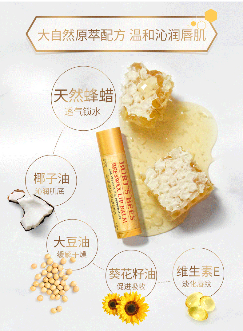 美国进口 小蜜蜂 Burts Bees 润唇膏 4支礼盒装 图4