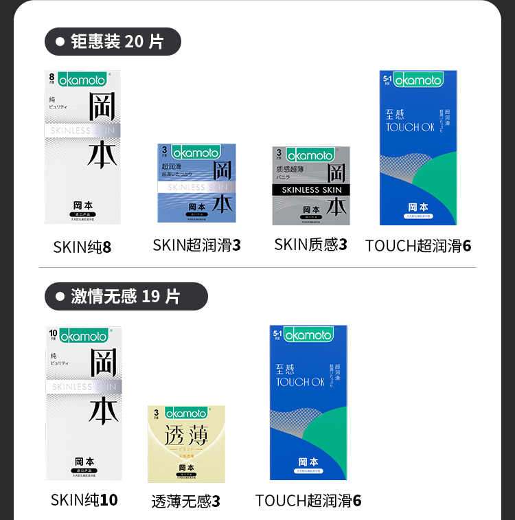 阿里健康直营 冈本 SKIN系列+TOUCH系列 20只 图6