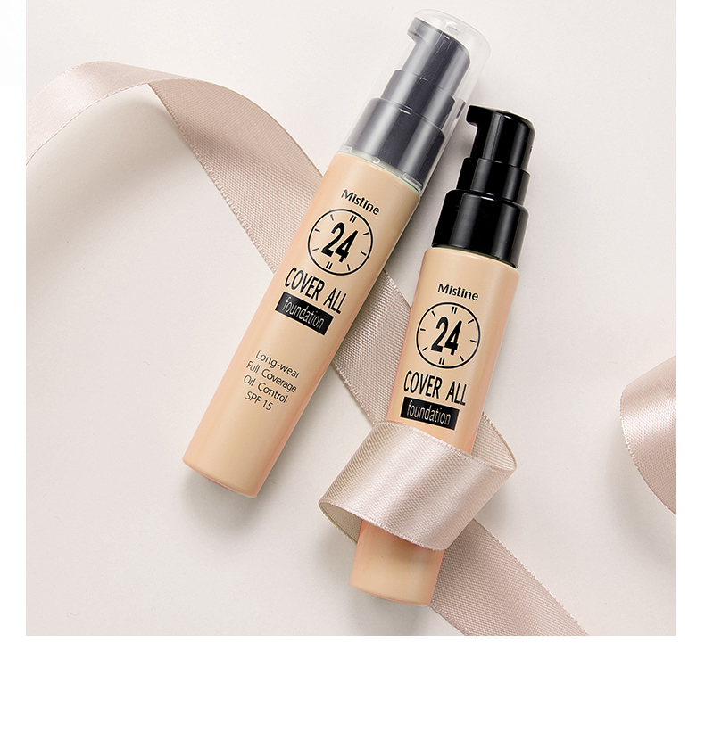 Mistine 24 giờ không trang điểm che khuyết điểm kiểm soát dầu nền dạng lỏng kiểm soát dầu trang điểm với bộ phấn trang điểm dạng bột - Nền tảng chất lỏng / Stick Foundation kem nền kill cover