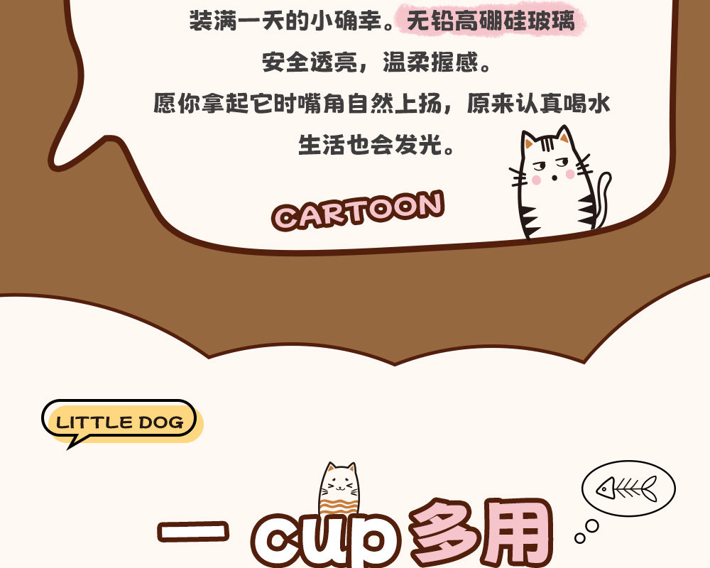 【中國直郵】 富光 玻璃杯 1件 450ml 高硼矽萌趣狗狗圖案玻璃馬克杯 高顏值萌寵情侶耐熱透明早餐杯