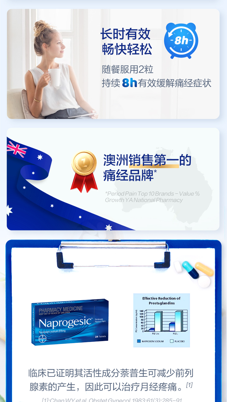 拜耳 Naprogesic 女性经期止痛小蓝片 24粒 图4