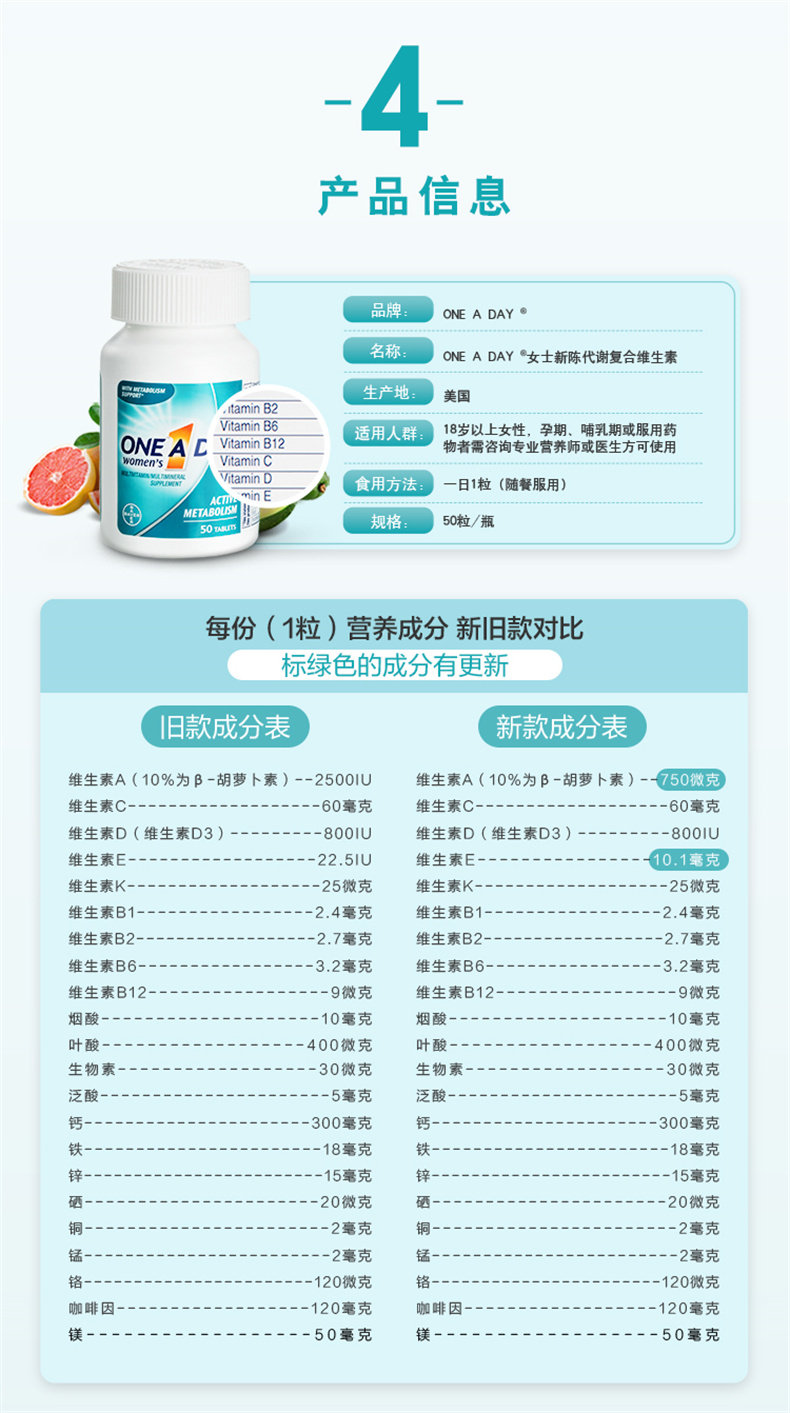 天猫国际 拜耳Oneaday 女性复合维生素 50粒/瓶 图7