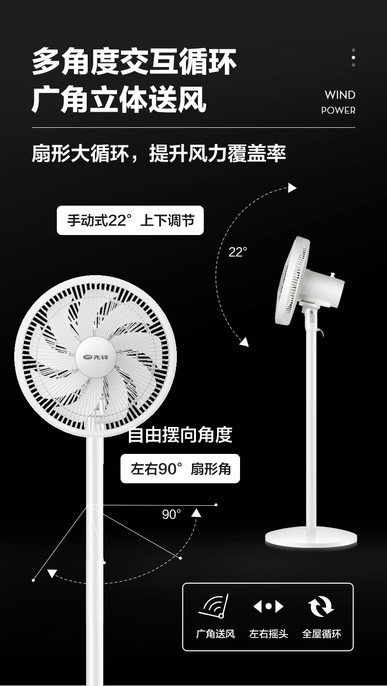 先锋 D15 9叶蝉翼 遥控电风扇 图8