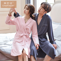 Couple nightgown women Spring and Autumn long cotton long sleeve size Japanese mens bathrobe a pair of thin summer pajamas