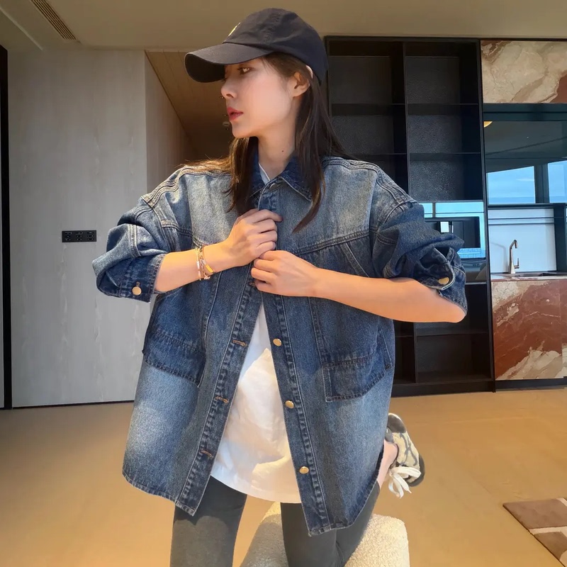 Zhou Xingming - [Stone Blue Craft] High-End Women's Denim Jacket, Fashionable and Versatile, Casual Zz2118