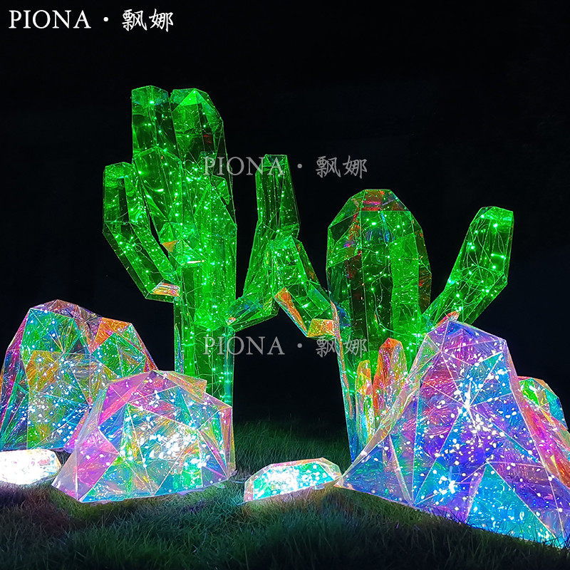 Laser light-emitting layout props sales office Meichen cactus decorations shopping malls dress up diamond magic ornaments