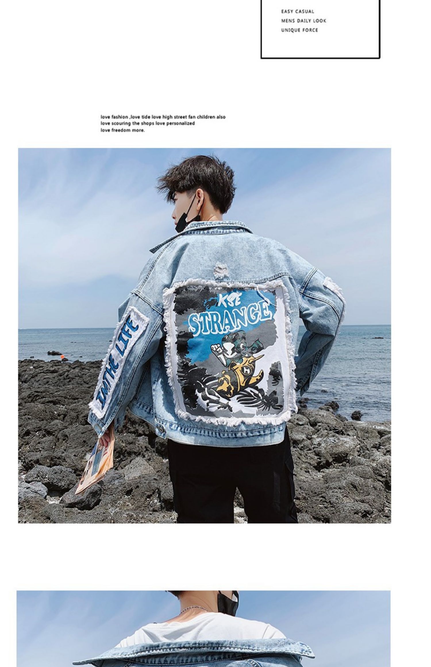 Áo khoác lửng denim mùa thu 2019 cho nam phiên bản Hàn Quốc của xu hướng tự xé quần áo đẹp trai áo khoác nam - Cao bồi quần áo thể thao nam