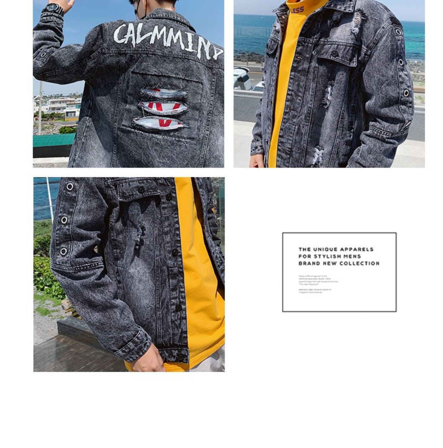 Áo khoác lửng denim mùa thu 2019 cho nam phiên bản Hàn Quốc của xu hướng tự xé quần áo đẹp trai áo khoác nam - Cao bồi quần áo thể thao nam