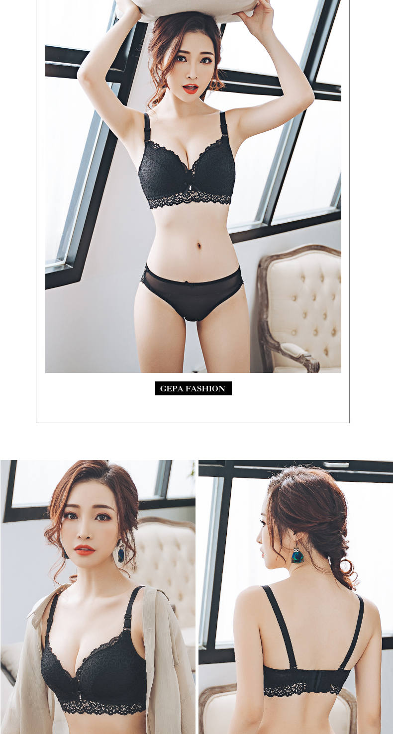 Bộ đồ lót phù hợp với áo lót nữ ren gợi cảm được tập hợp trên bộ phận hỗ trợ không có vòng thép chống chảy xệ của bộ ngực mà không có dấu vết làm đẹp trở lại áo lót nữ