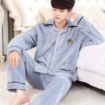 Coral suede pajamas for mens autumn and winter in winter style thickened and warm and large code flannel suede suit winter