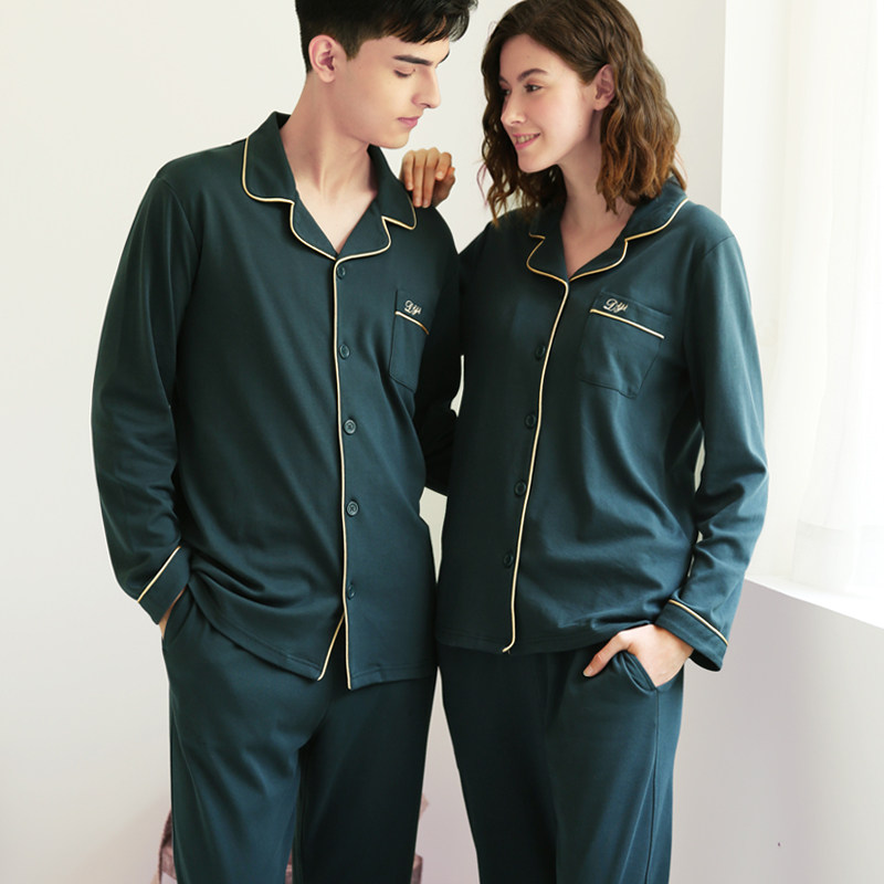 Pajamas women's spring and autumn cotton new suit couple long-sleeved cotton young men loose thin section home clothes