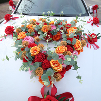 Wedding car decoration Wedding car set Wedding car front flower decoration Wedding team set decoration Sen department head car pull flower